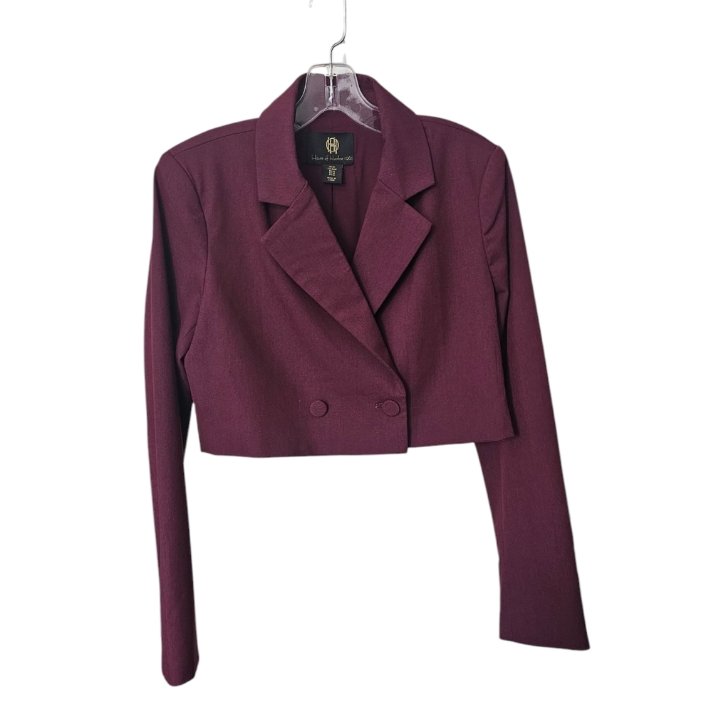 HOUSE OF HARLOW 1960 Wine Button Career Cropped Blazer Jacket -Medium